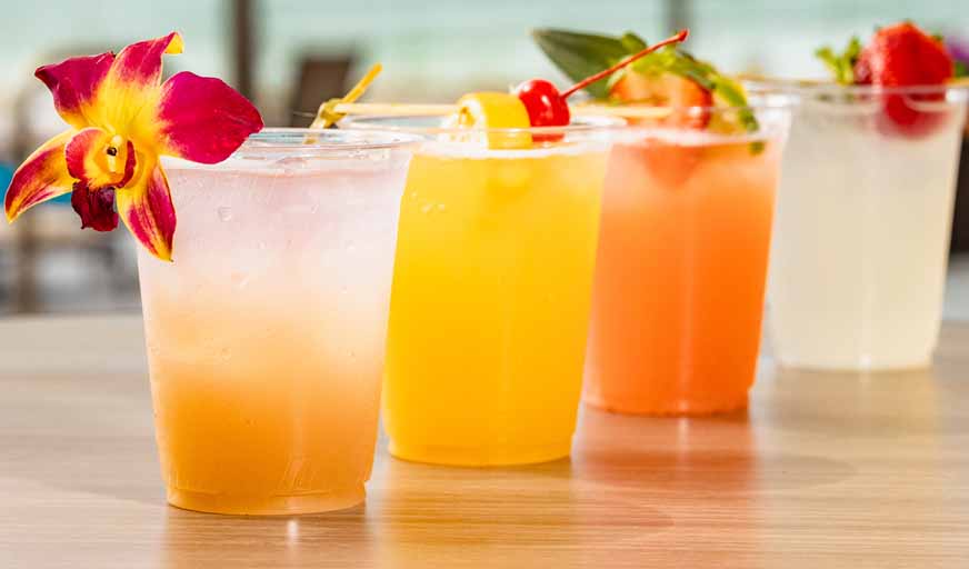 Tropical cocktails from Barefoots Bar & Grill in Destin, Florida